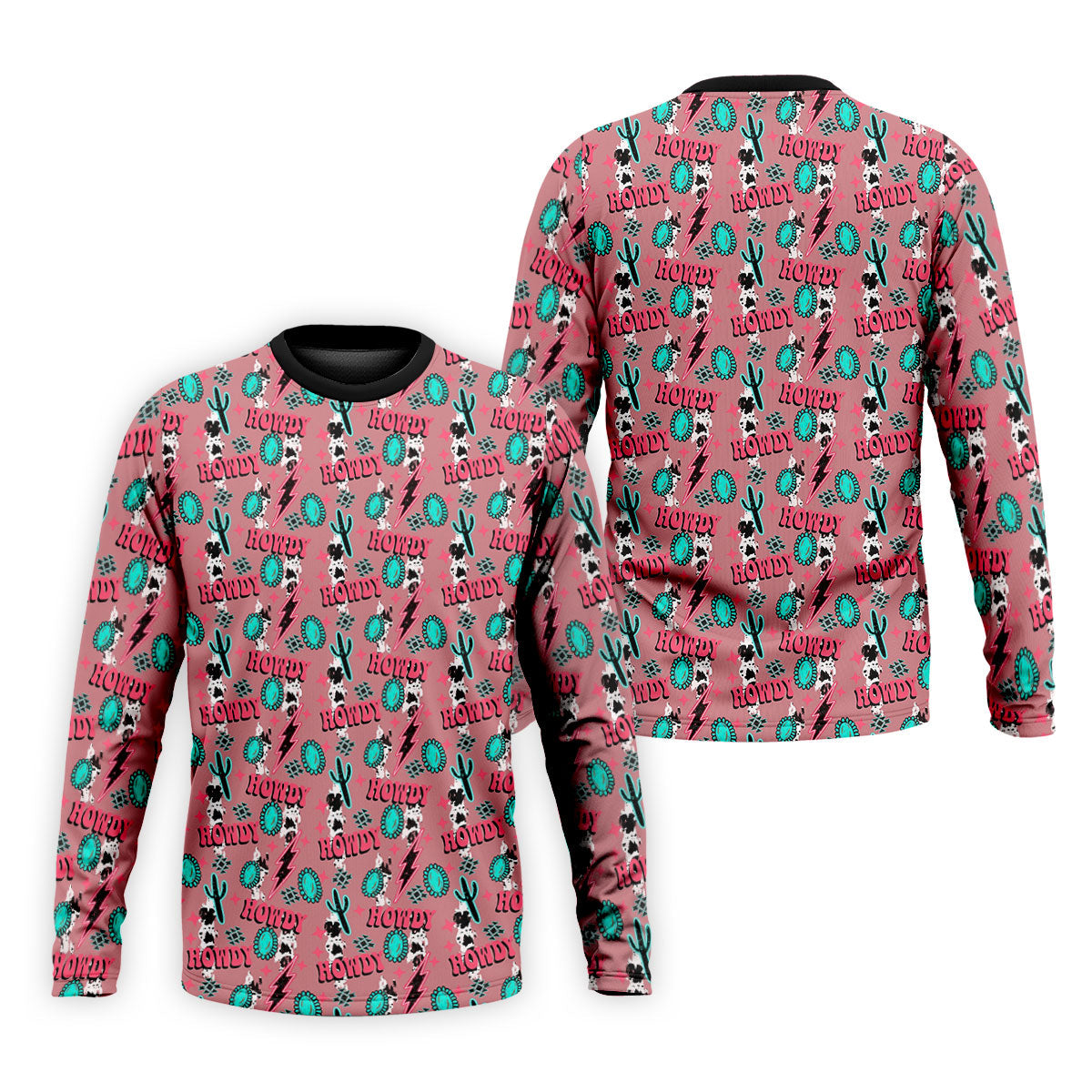 Howdy Pink Lightning Bolts Western Theme Golf Tops For Men, Polo ShirtFor Men, Golf Shirts For Men
