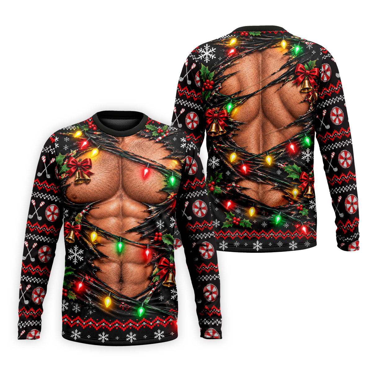 Christmas Ripped Muscle Polo Shirt, Christmas Golf Shirt For Men, Mens Golf Apparel