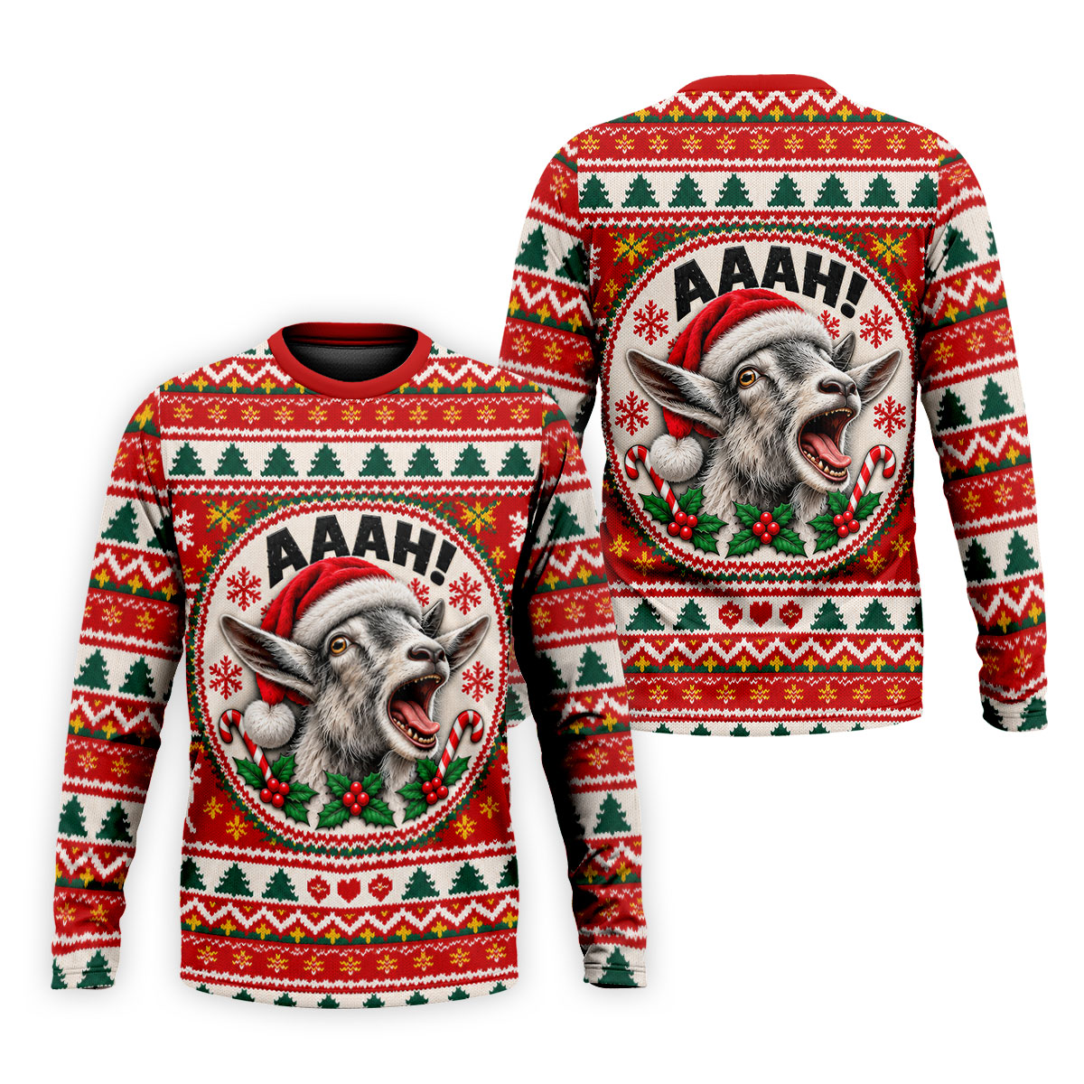 Funny Screaming Goat Christmas Golf Shirt, Golf Shirts For Men, Mens Golf Apparel