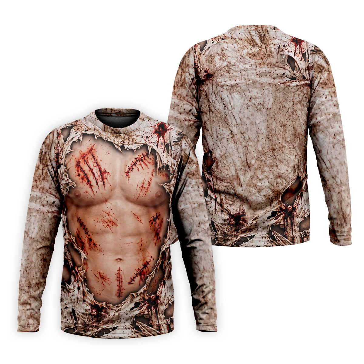 Bloody Stitched Torso Halloween Costume Polo Shirt, Mens Golf Shirts, Halloween Golf Shirt