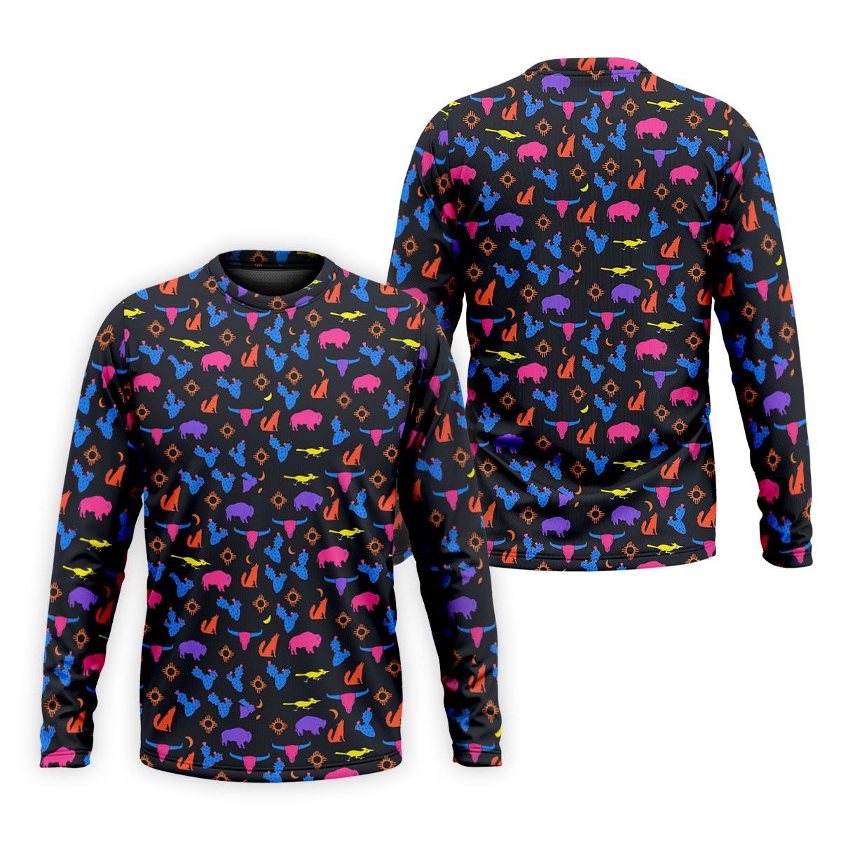 Neon Desert Cactus Buffalo Hawaiian Golf Shirt, Mens Golf Polo, Printed Golf Shirts