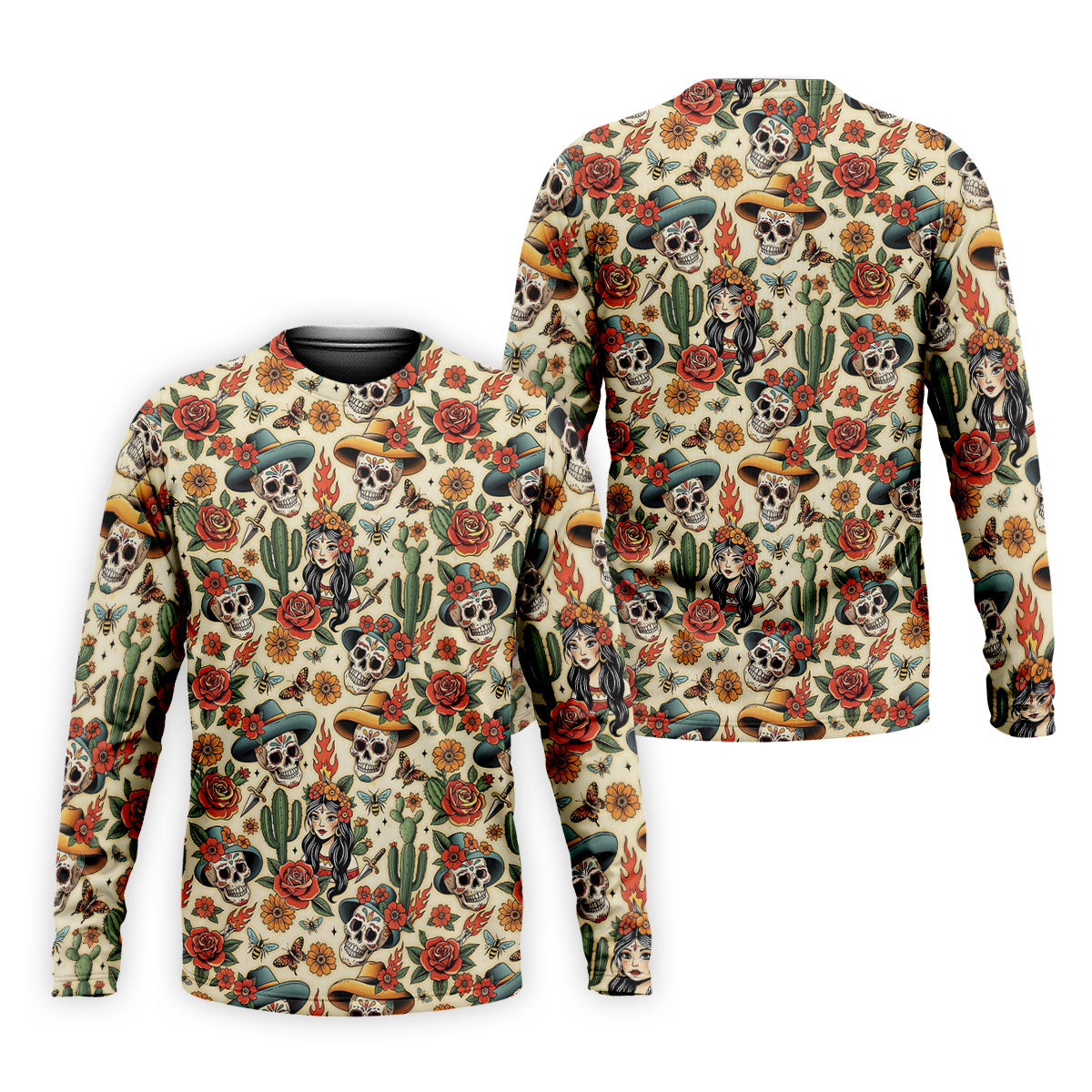 Day Of The Dead Sugar Skull Floral Polo Shirt, Mens Golf Polo, Hawaiian Golf Shirt