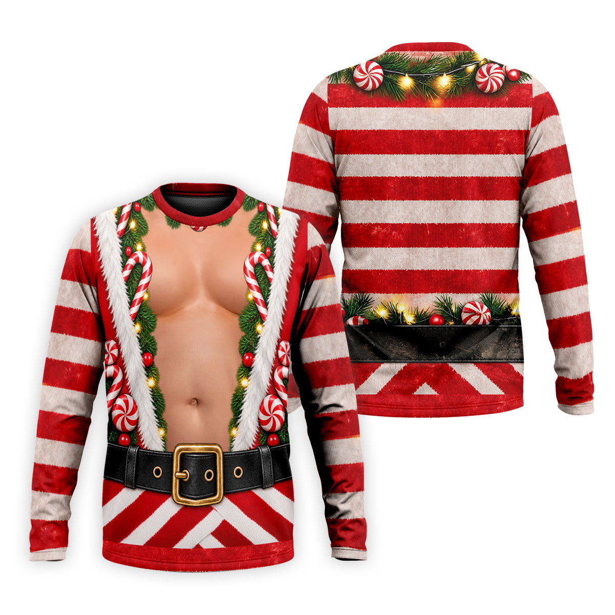 Christmas Candy Cane Santa Suit Polo Shirt, Mens Golf Shirts, Golf Apparel For Men