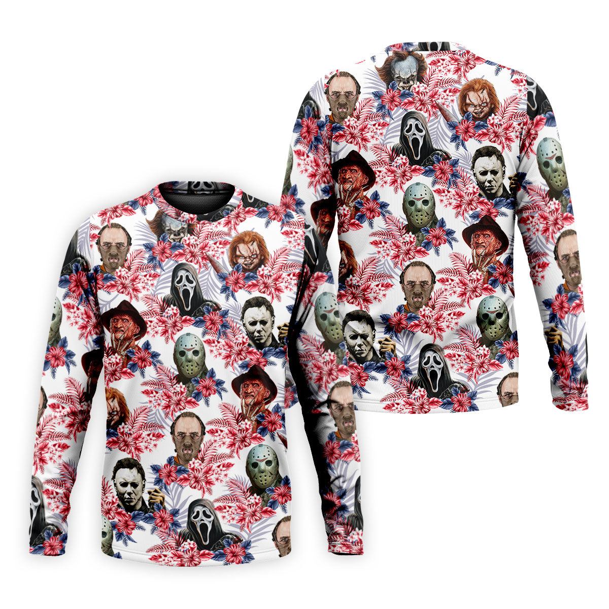 Tropical Horror Character Halloween Golf Shirt, Mens Golf Apparel, Hawaiian Golf Shirt