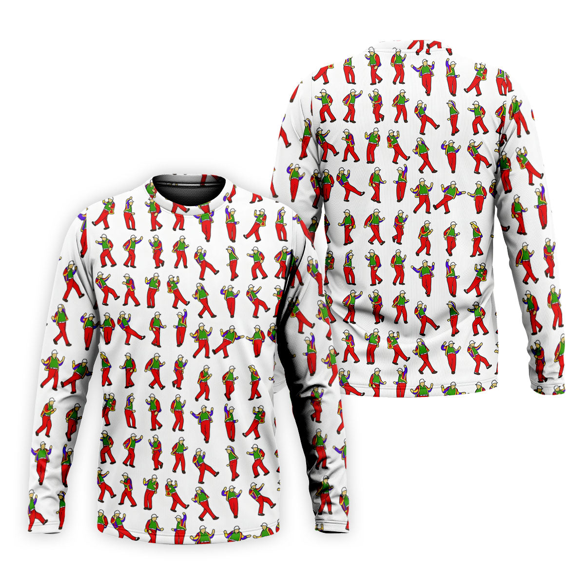 Colorful Dancing Character Pattern Polo Shirt, Hawaiian Golf Shirt, Mens Golf Apparel