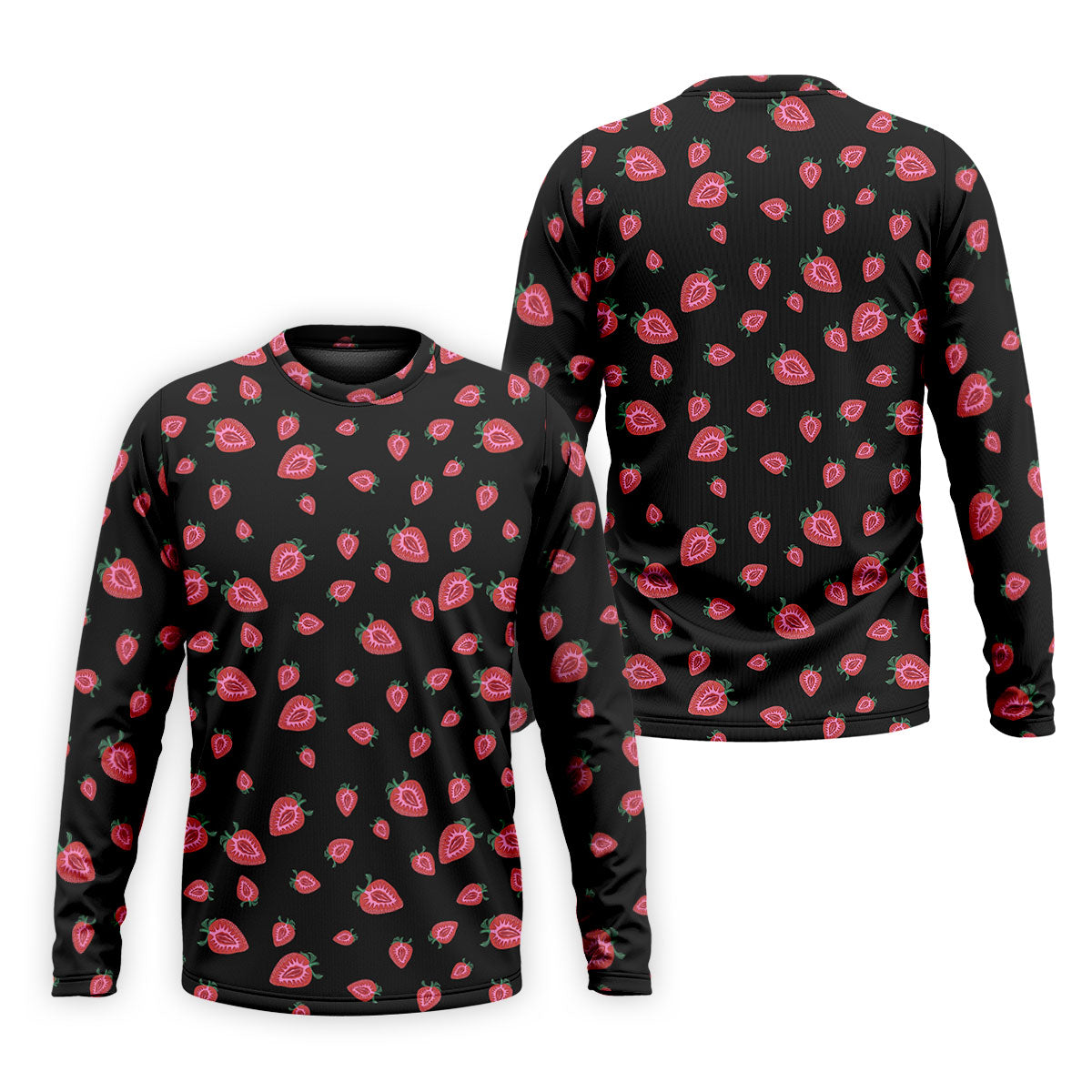 Strawberry Slice Black Golf Shirt, Men's Golf Shirt, Hawaiian Golf Shirt, Golf Shirts For Men