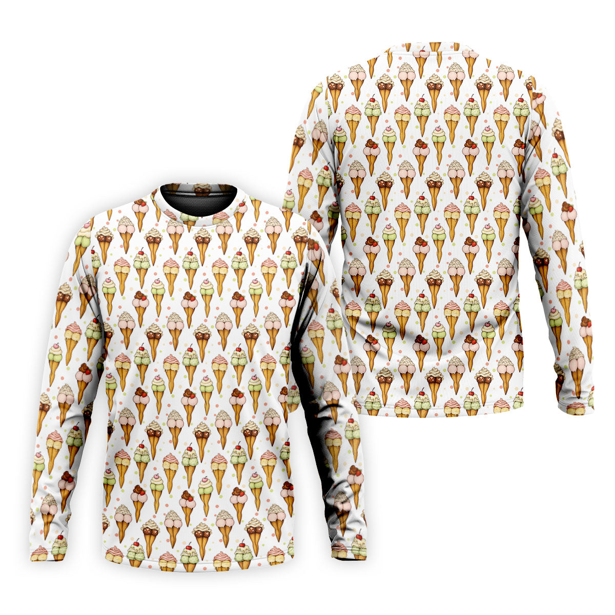 Adult Humor Ice Cream Golf Shirt, Funny Cone Pattern, Golf Shirt For Men
