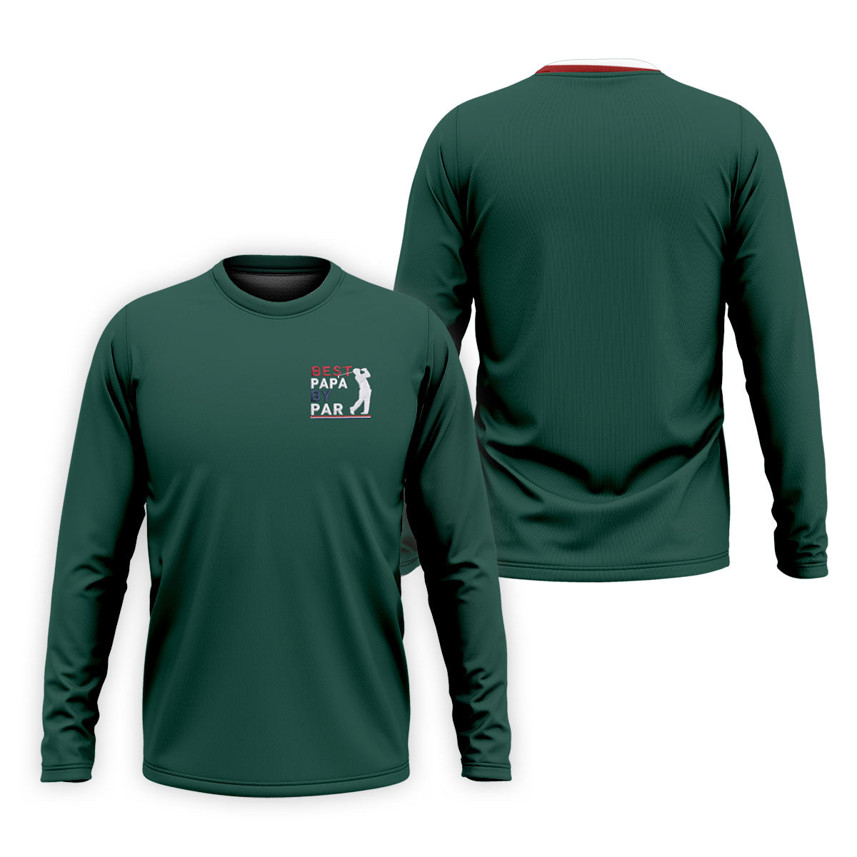 Green Best Papa By Par Embroidered Golf Polo Shirt, Golf Shirts For Men, Printed Golf Shirts