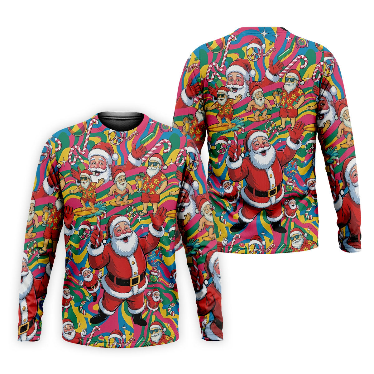 Funny Tropical Santa Christmas Polo Shirt, Mens Golf Polo, Christmas Shirts For Men