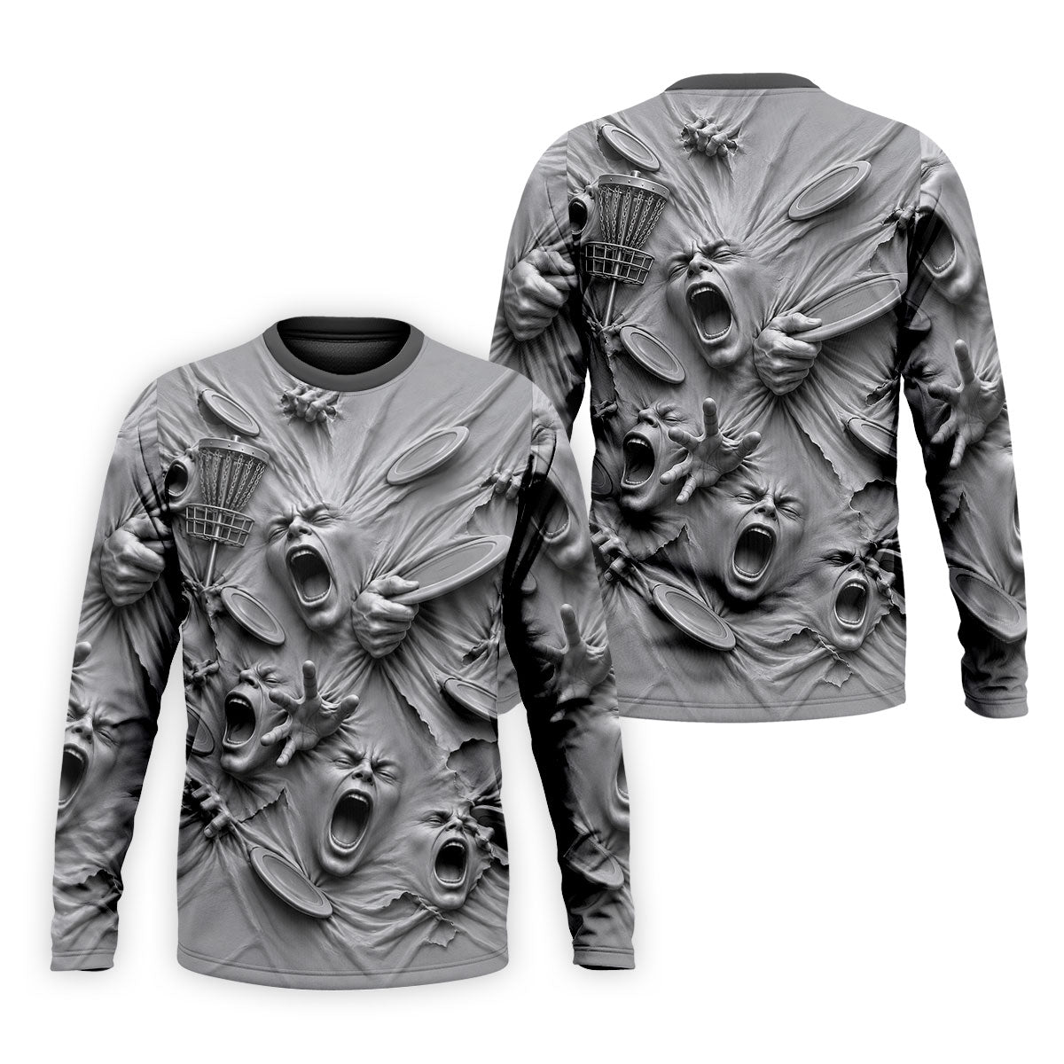 Screaming Faces Disc Golf Polo Shirt, Disc Golf Shirts For Men, Disc Golf Apparel