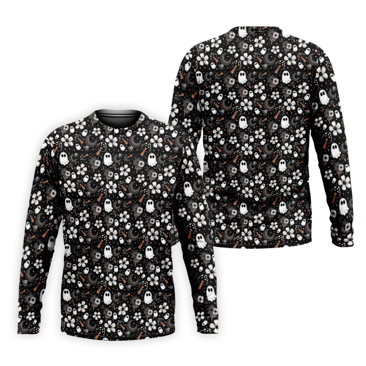 Ghost Horror Character Floral Halloween Golf Polo Shirt, Halloween Shirt, Mens Golf Shirt