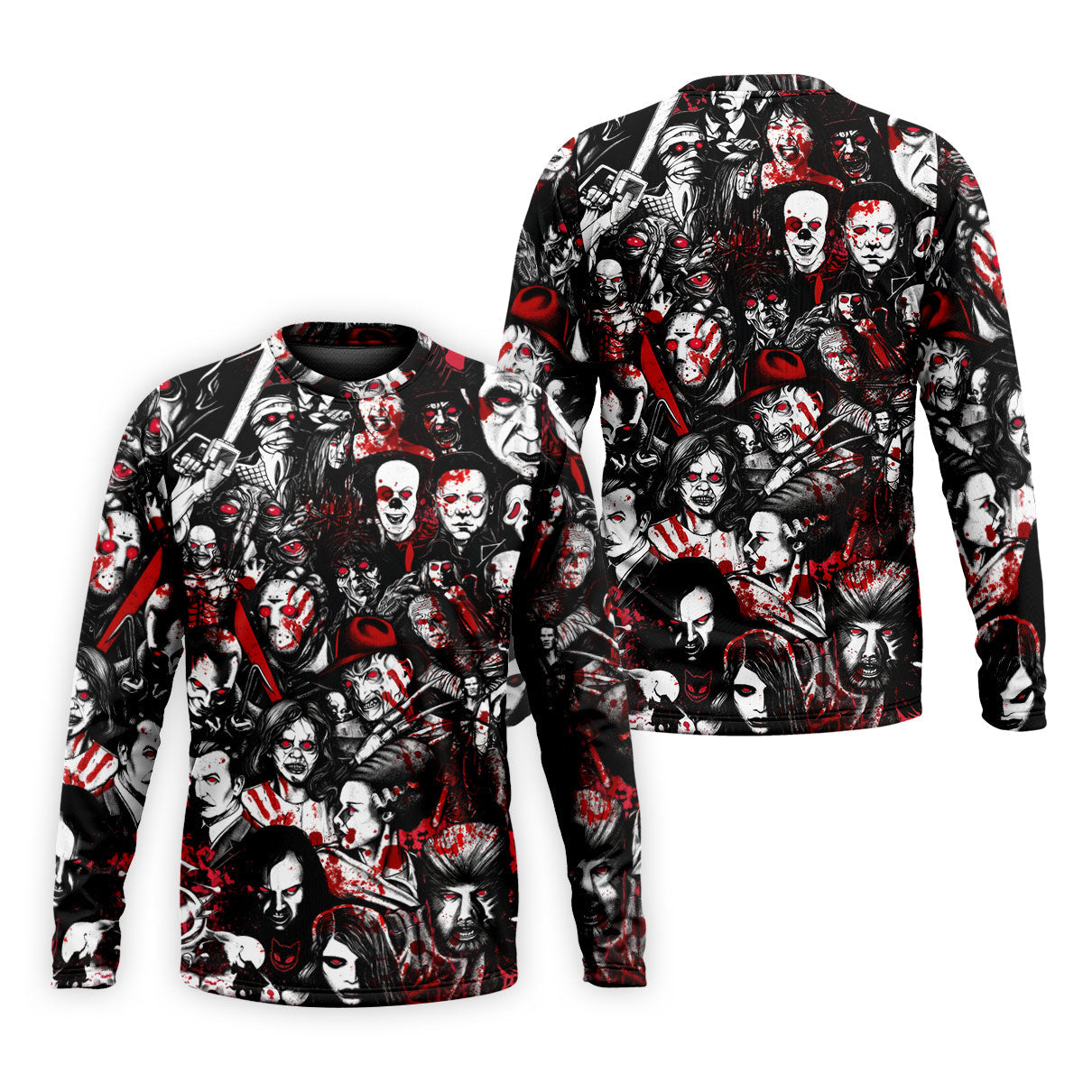 Horror Character Pattern Golf Polo Shirt, Golf Apparel For Men, Mens Polo Halloween Shirts