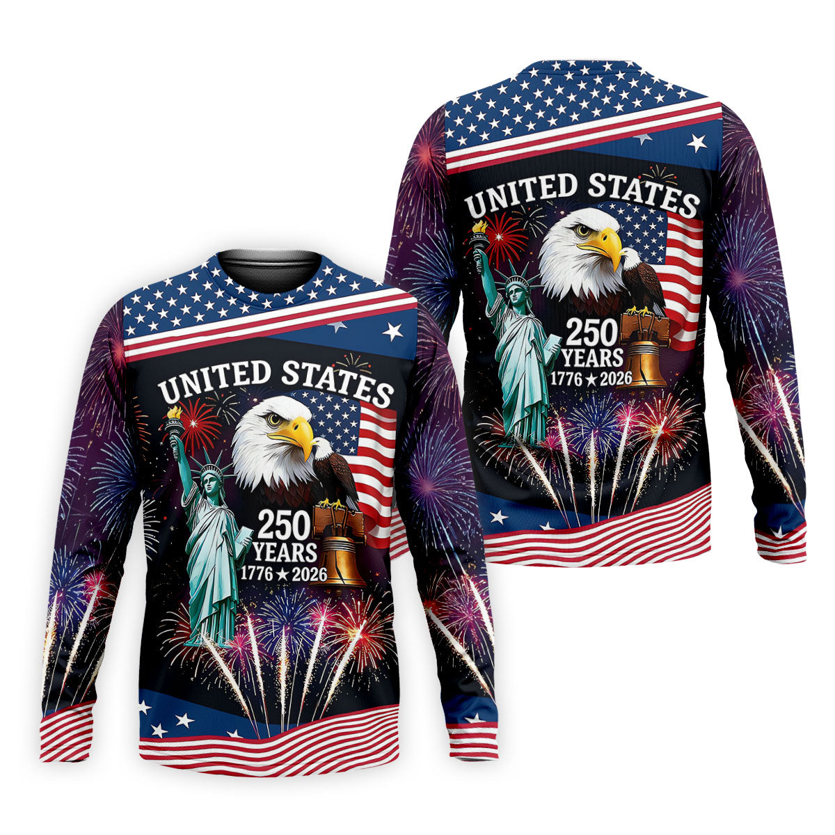 250 Years American Symbols US Flag Golf Shirt, Patriotic 4th Of July Golf Shirts For Men