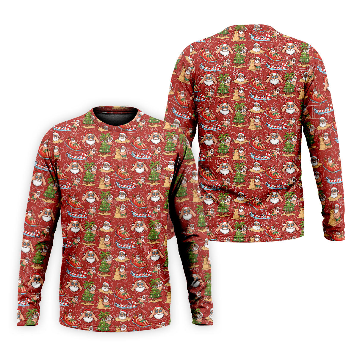 Tropical Santa Summer Christmas Pattern Polo Shirt, Mens Golf Polo, Christmas Shirt
