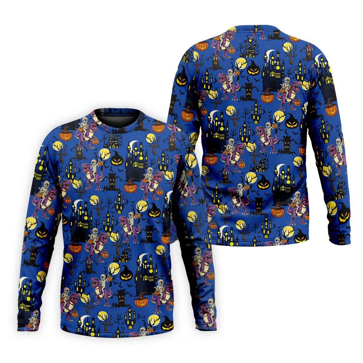 Dinosaur Mummy Pumpkin Halloween Polo Shirt, Mens Golf Shirts, Golf Polo Shirts For Men