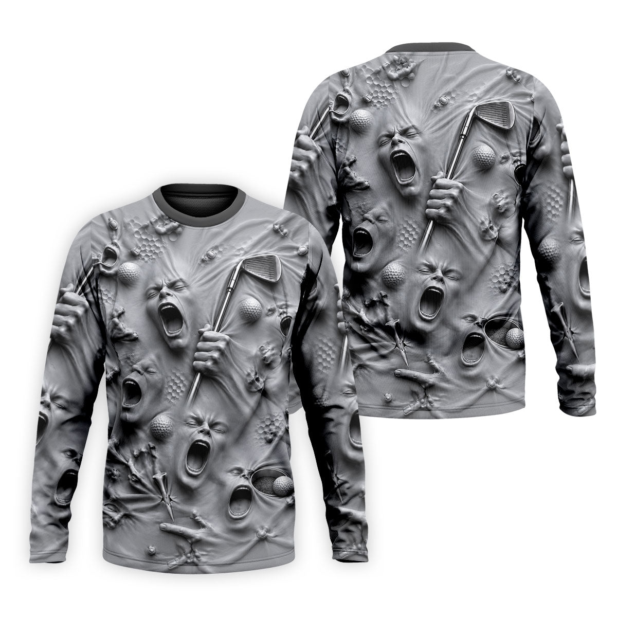 Screaming Face Halloween Golf Polo Shirt, Halloween Shirt For Men, Golf Shirts For Men