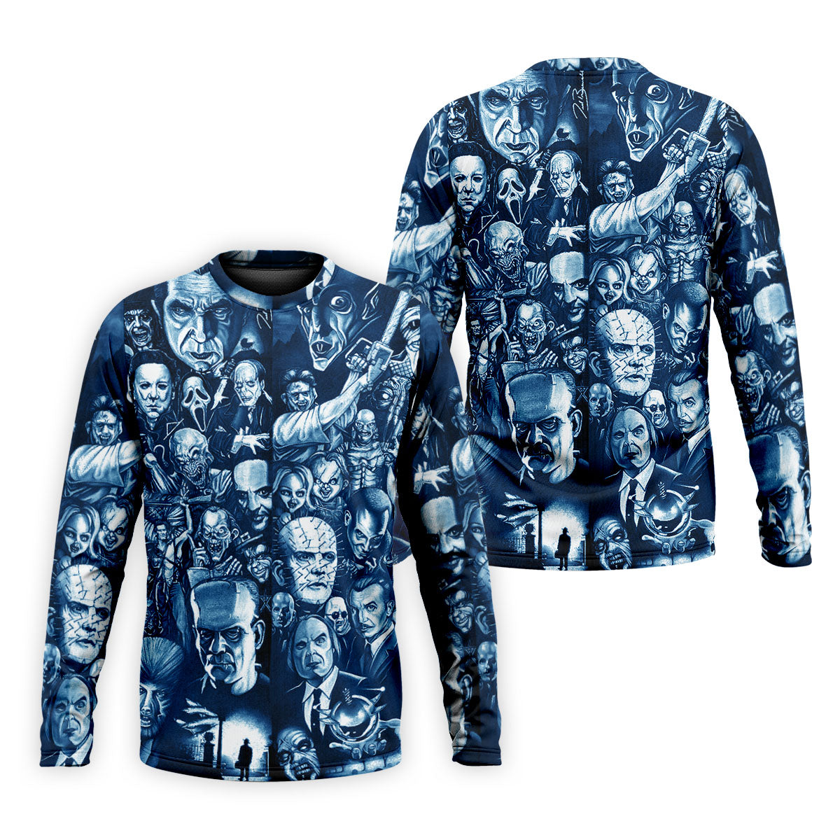 Horror Character Collage Halloween Polo Shirt, Printed Golf Shirts, Golf Apparel For Men