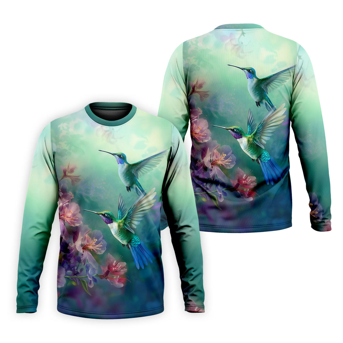 Hummingbird And Floral Garden Polo Shirt, Mens Golf Shirts, Golf Polo Shirts For Men