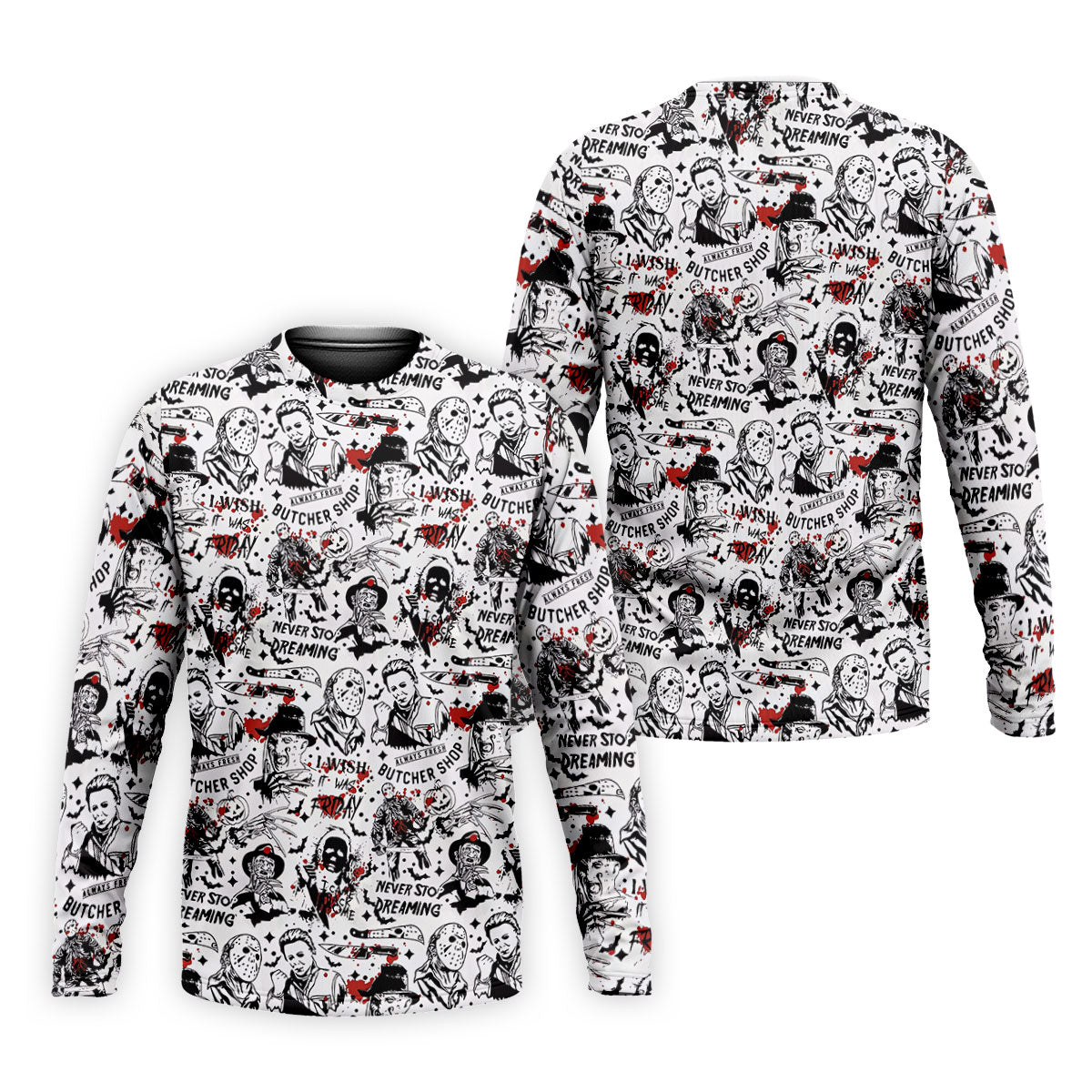 Classic Horror Character Collage Halloween Polo Shirt, Men's Golf Shirt, Mens Golf Apparel