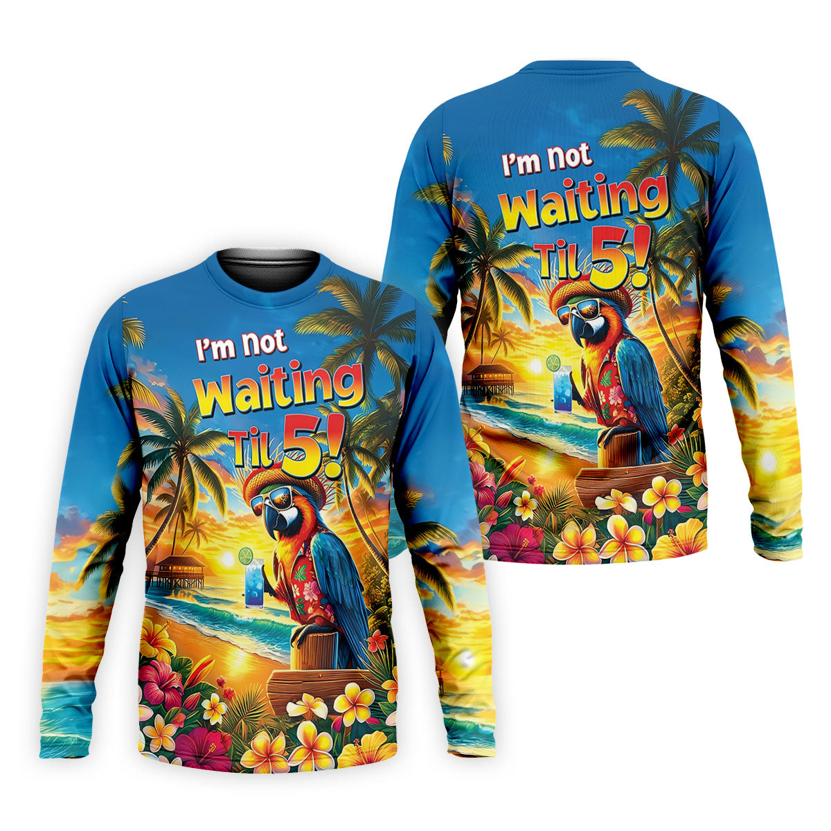 I'm Not Waiting Til 5 Funny Parrot Hawaiian Golf Shirt, Men's Golf Shirt, Polo Shirts For Men