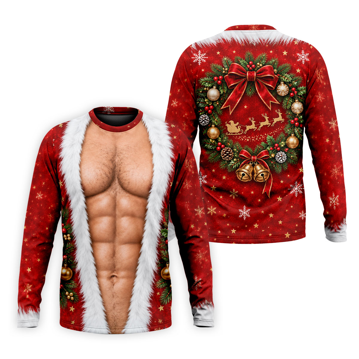 Santa Muscle Body Christmas Golf Shirt, Mens Golf Polo, Golf Shirts For Men