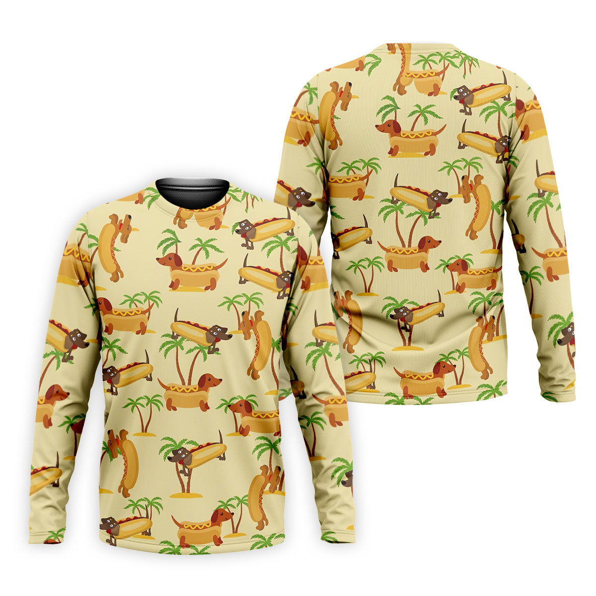 Funny Hot Dog Dachshund Tropical Hawaiian Golf Shirt, Mens Golf Polo, Printed Golf Shirts