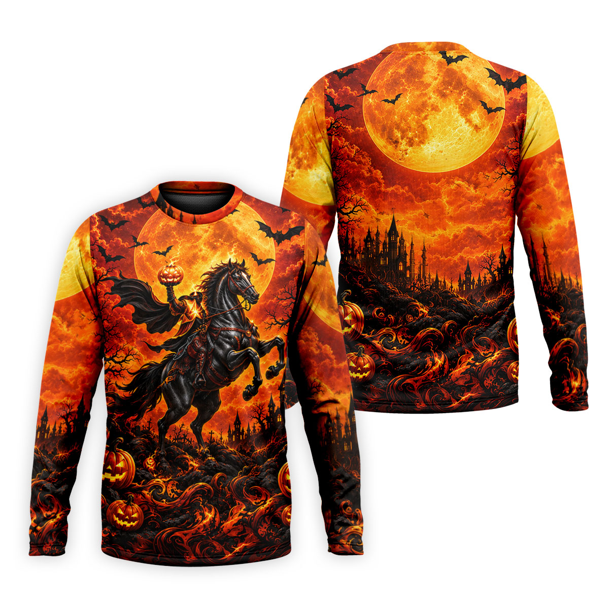 Fire Moon Rider Halloween Horror Character Polo Shirt, Golf Polo, Golf Shirts For Men