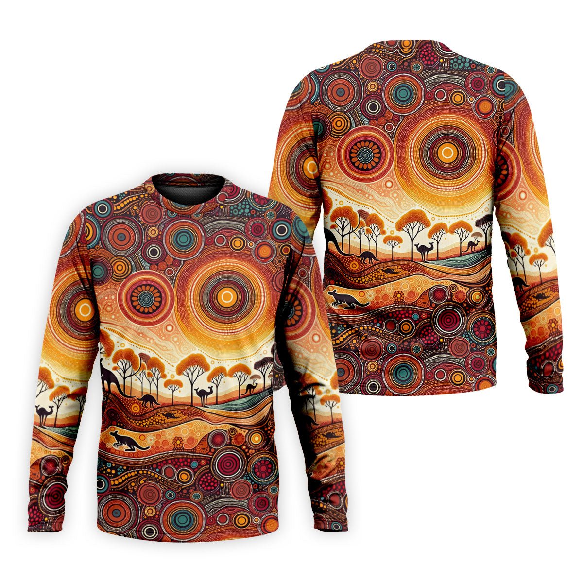 Australian Aboriginal Colourful Art Golf Tops For Men, Australia Kangaroo Polo Shirts For Men