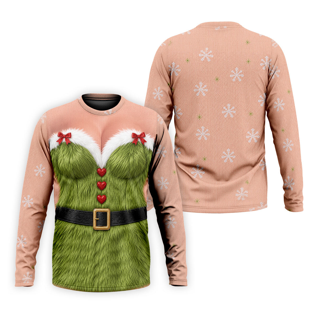 Green Furry Christmas Costume Polo Shirt, Men's Golf Shirt, Golf Apparel For Men
