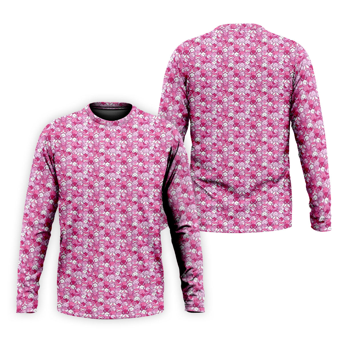 Pink Breast Cancer Hearts And Ribbons Polo Shirt, Golf Shirts For Men, Mens Golf Polo