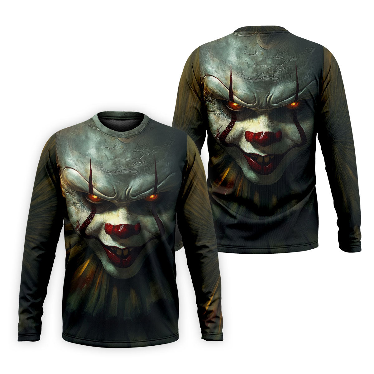 Scary Clown Face Halloween Polo Shirt, Golf Polo Shirts For Men, Mens Golf Apparel