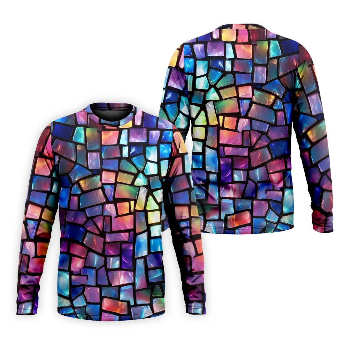 Colorful Stained Glass Mosaic Pattern Golf Shirt, Men's Golf Shirt, Golf Polo Shirts For Men, Mens Golf Apparel