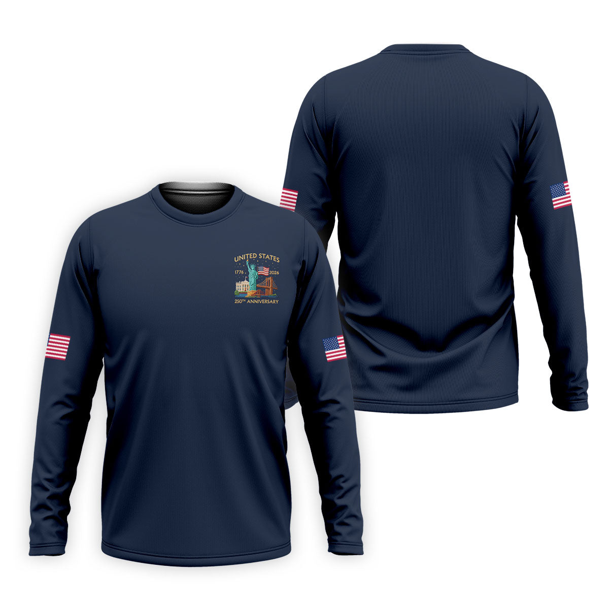 US 250th Anniversary Patriotic Golf Shirt, American Symbols 4th Of July Golf Shirts For Men