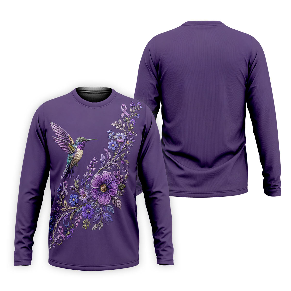 Cancer Awareness Purple Ribbon Floral Polo Shirt, Mens Golf Polo, Golf Shirts For Men