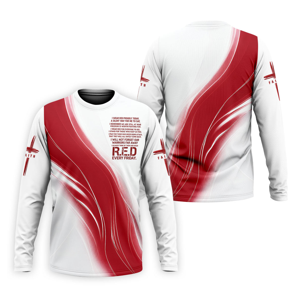 Red Friday Faith Cross Red White Gradient Patriotic Golf Shirt, 250 Years Polo Shirts For Men