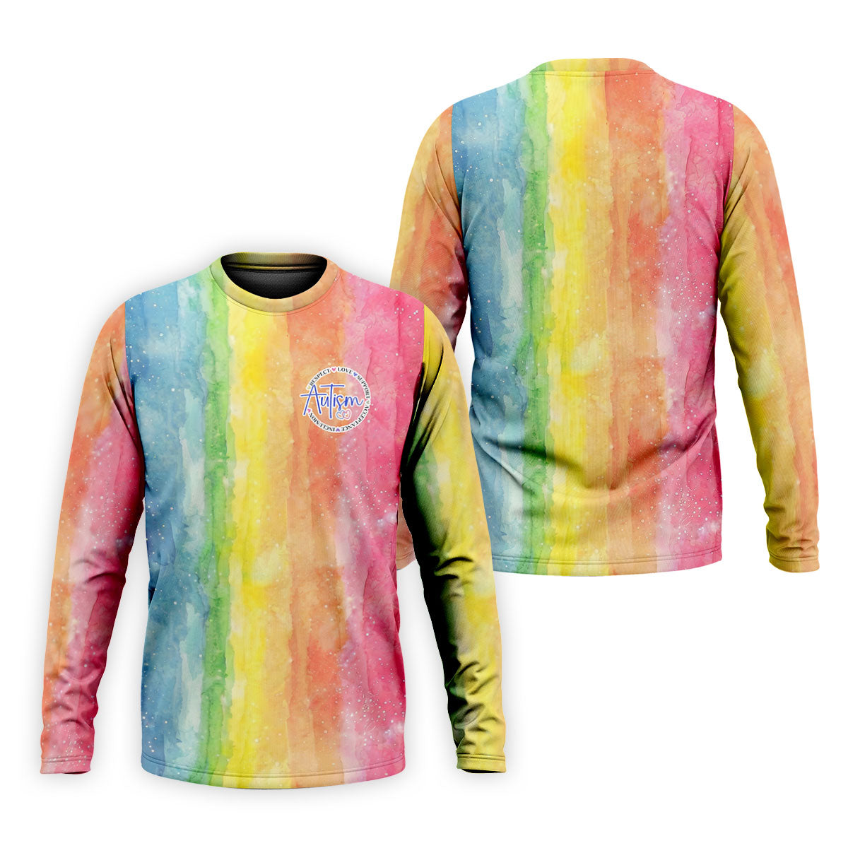 Autism Awareness Watercolor Rainbow Men's Golf Shirt, Polo ShirtFor Men, Golf Shirts For Men