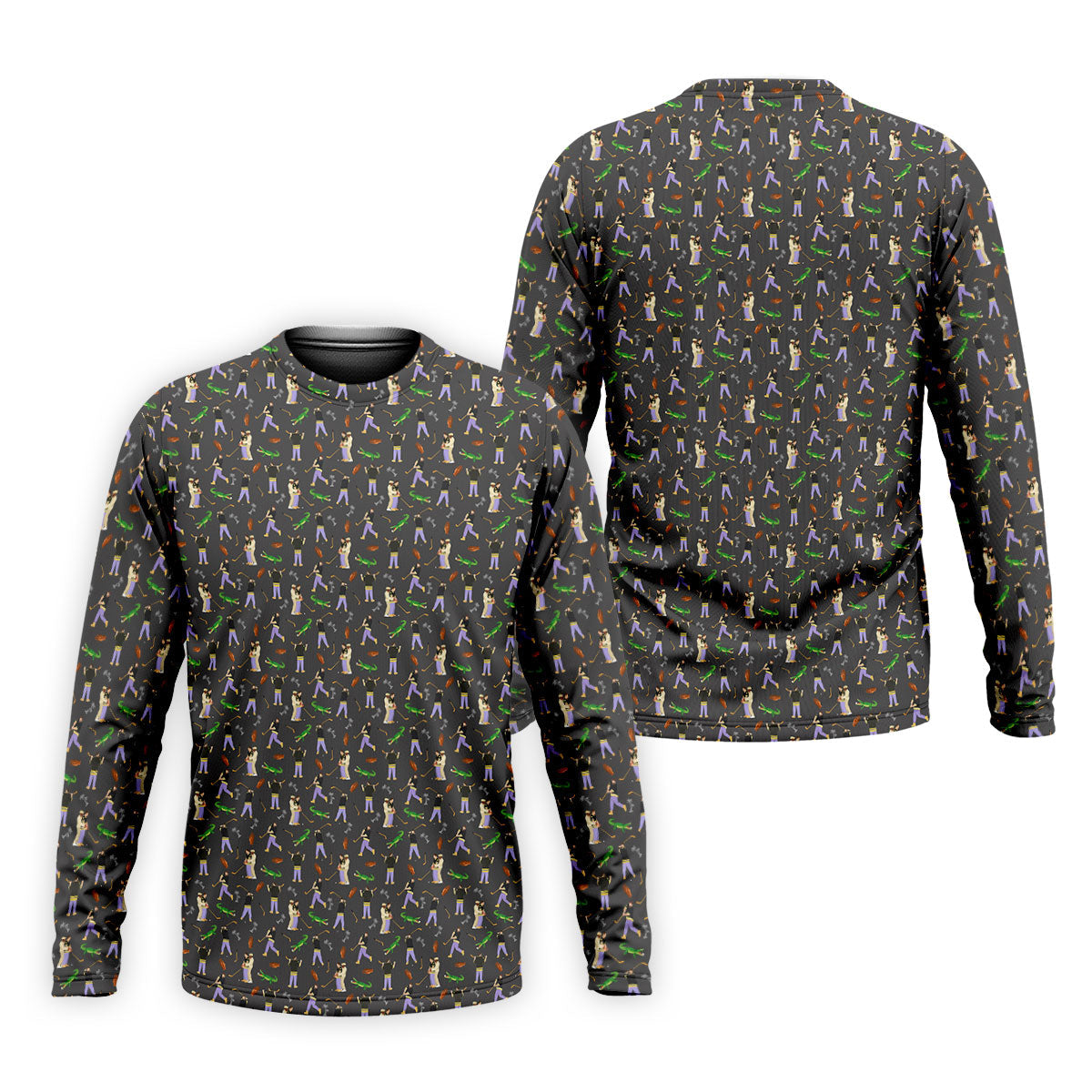 Funny Golf Lesson Alligator Pattern Polo Shirt, Golf Shirts For Men, Mens Golf Apparel