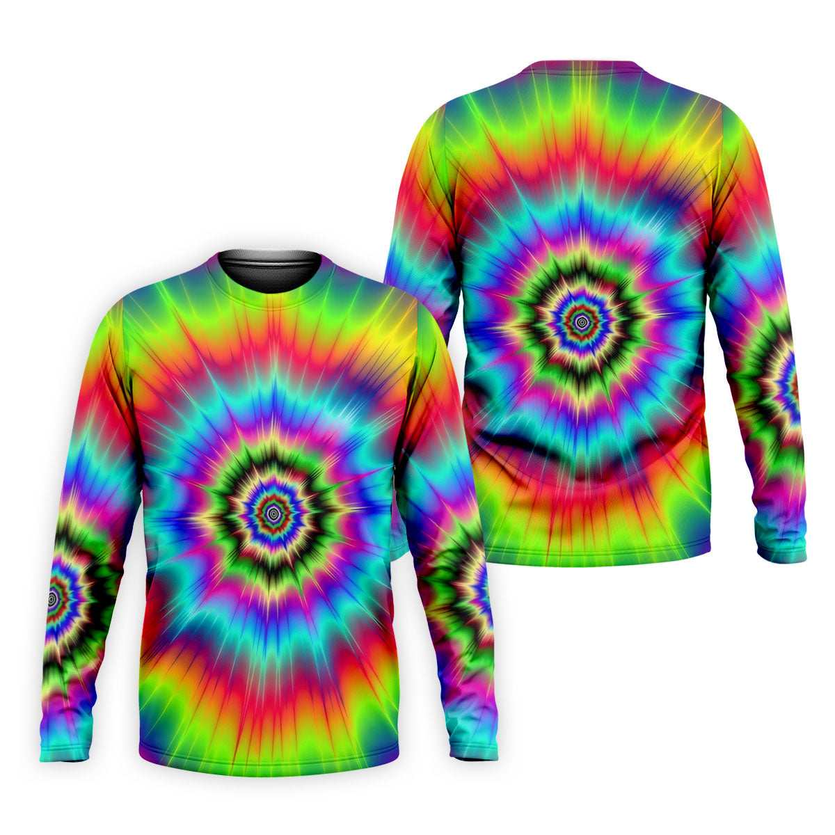 Rainbow Tie Dye Golf Shirt, Psychedelic Spiral Burst Pattern, Golf Shirt For Men