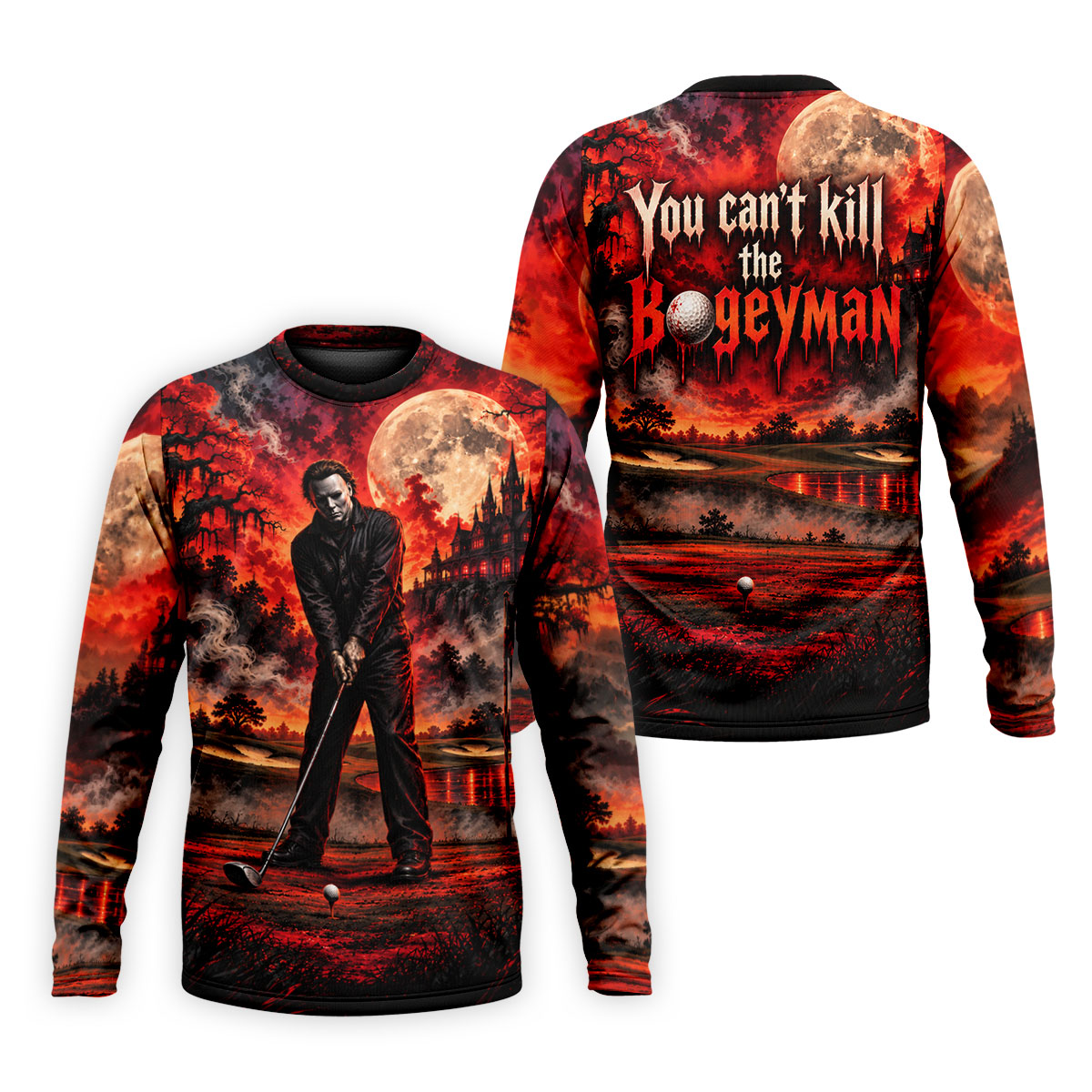 Can't Kill Bogeyman Horror Character Polo Shirt, Halloween Golf Shirt, Mens Golf Polo