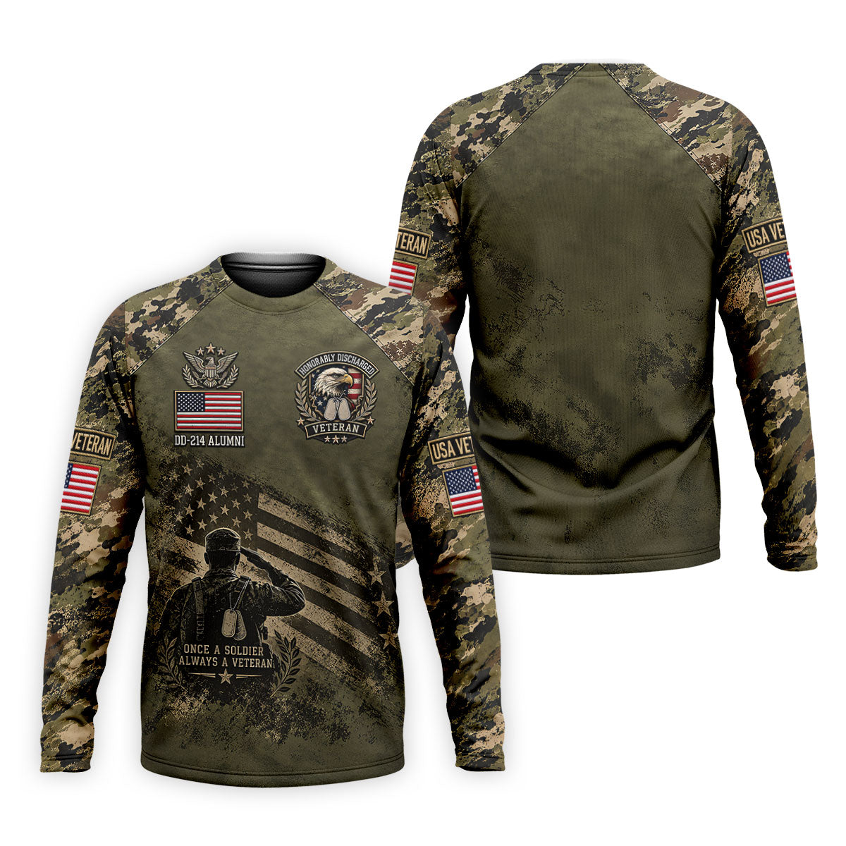 DD-214 Honorably Discharged Camo Polo Shirt, Veterans Day Shirt, Mens Golf Shirts