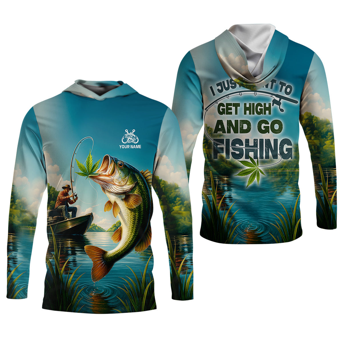 I Just Want To Get High And Go Fishing Funny Fishing Shirt, SPF Long Sleeve Shirts Womens
