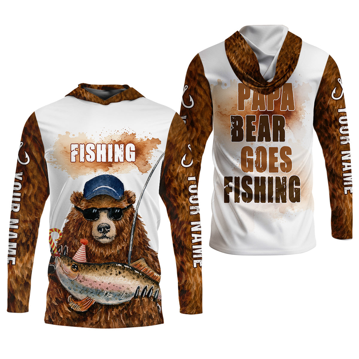 Papa Bear Goes Fishing Funny Fishing Shirt, Fishing UPF Shirts, Father's Day Fishing Shirts For Men