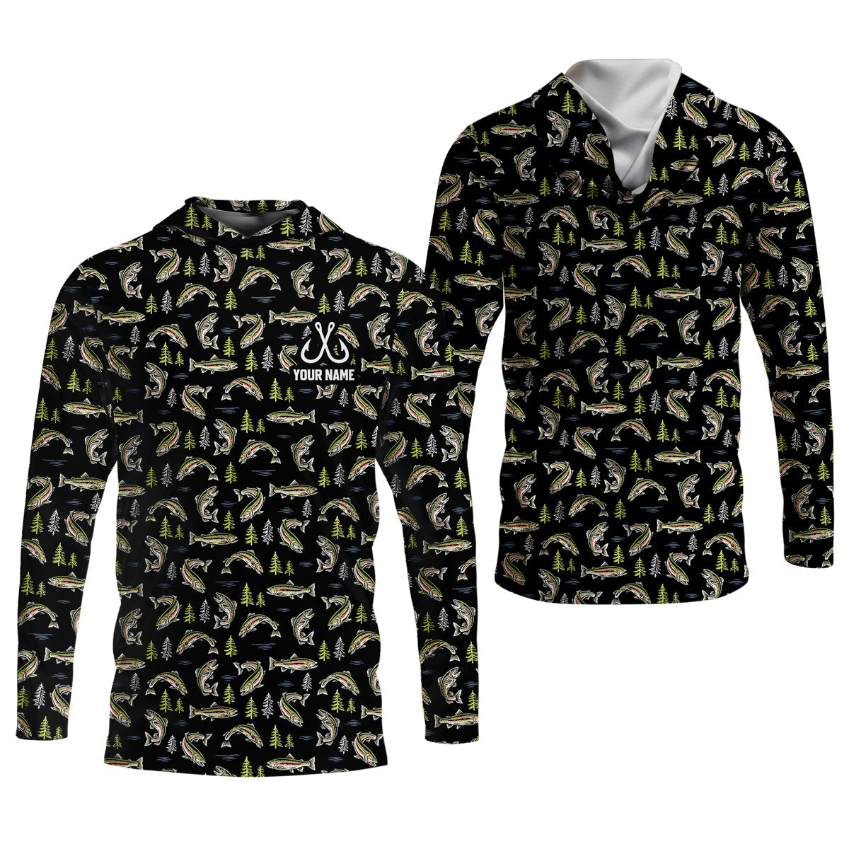 Rainbow Trout Pattern Fishing UPF Shirts, Funny Fishing Shirt, Gift For Fisherman, Fishing Shirts For Men