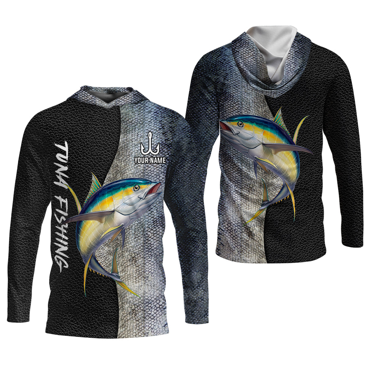 Tuna Fishing Saltwater Custom Name UPF Shirts, Tournament Fishing Shirts, Men's Fishing Shirt
