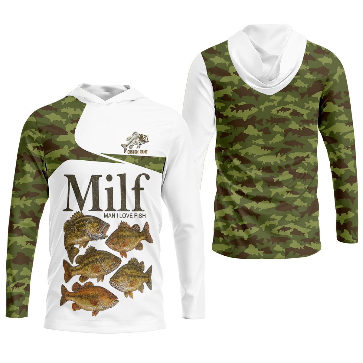 MILF Man I Love Fish Green Camo Funny Fishing Shirt, Fishing UPF Shirts, Fishing Shirt For Women