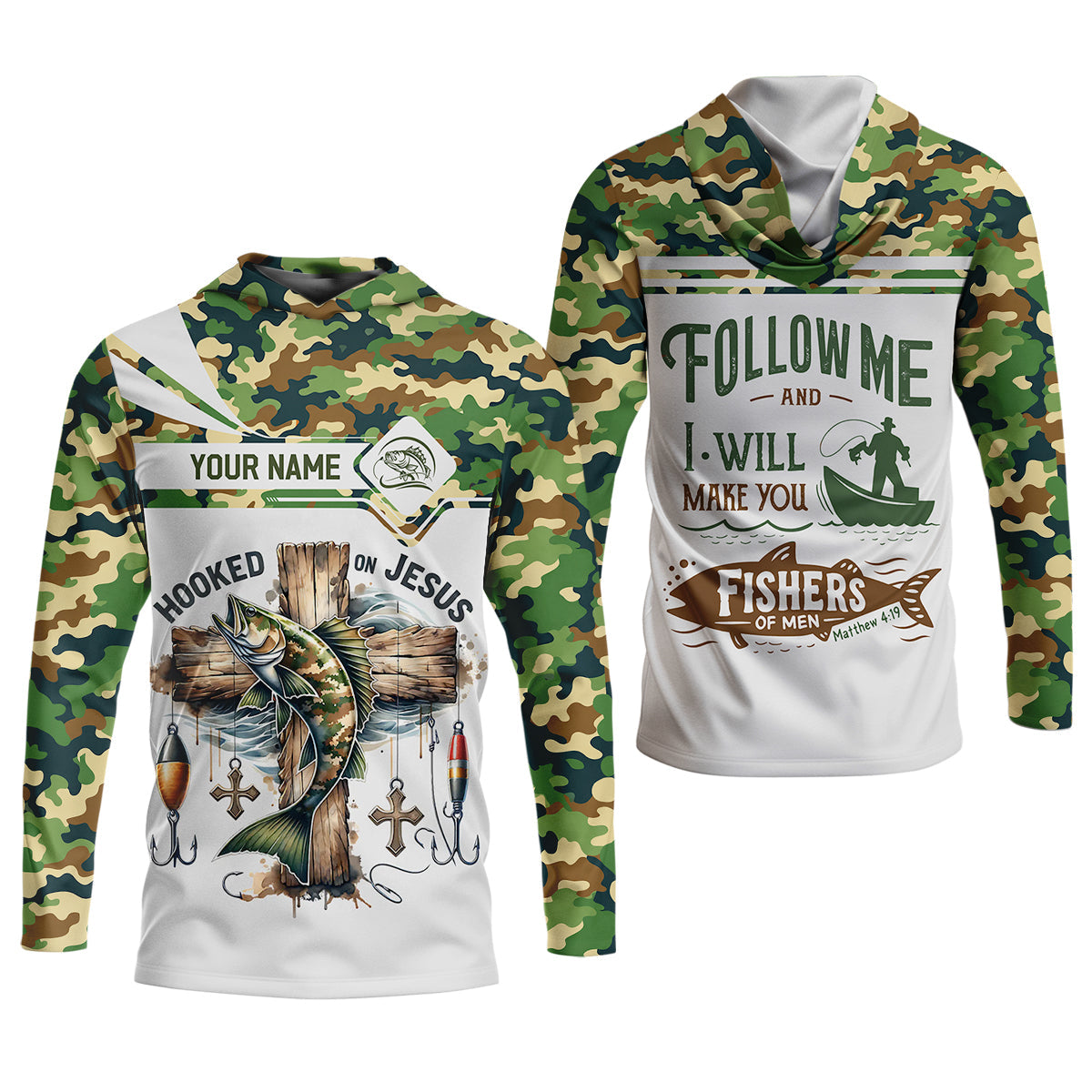Hooked on Jesus Fishing UPF Shirt – Follow Me Fishers of Men Christian Fishing Shirt