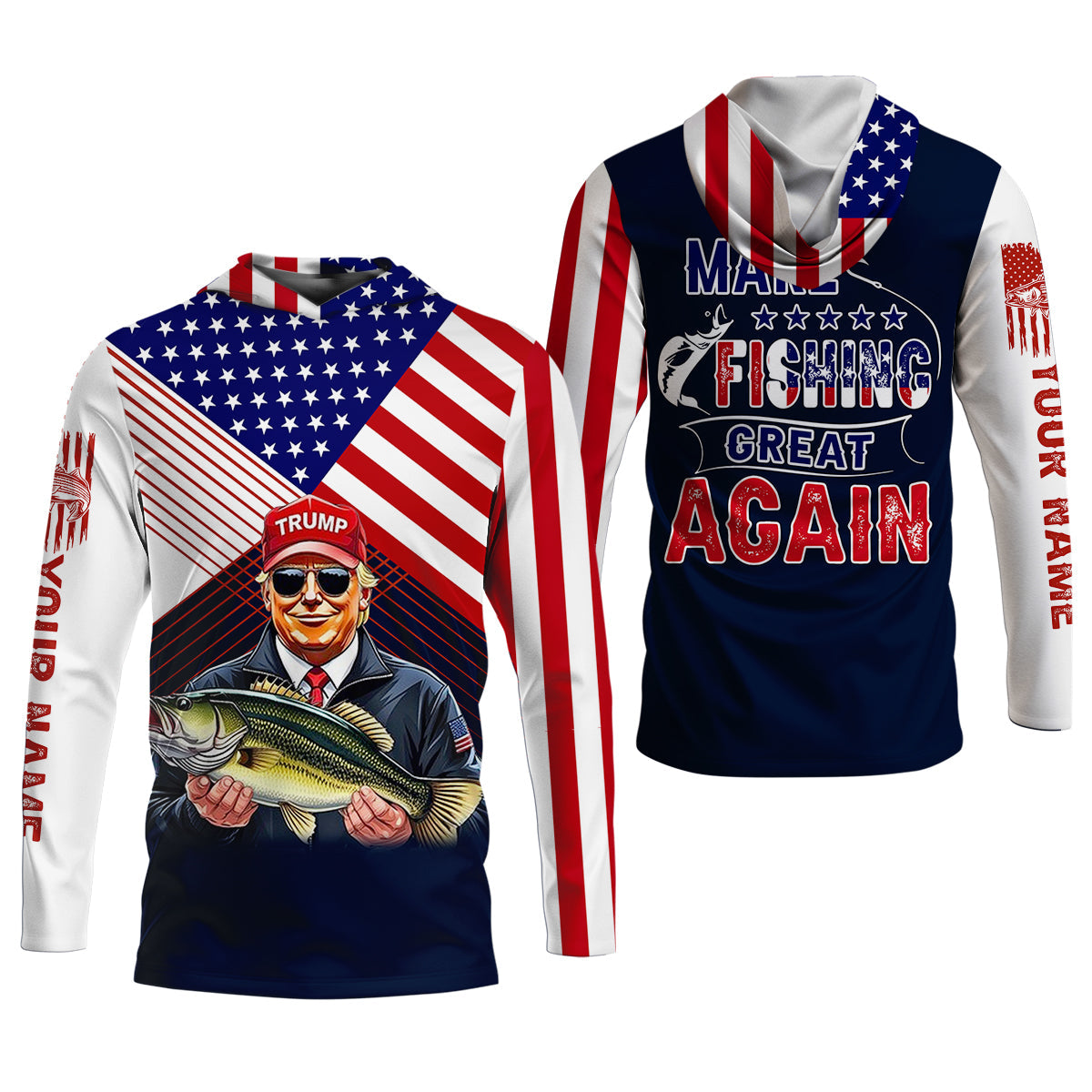 Make Fishing Great Again Patriotic Fishing Shirt, American Flag Fishing Shirt, Fishing UPF Shirts, Men's Fishing Shirt