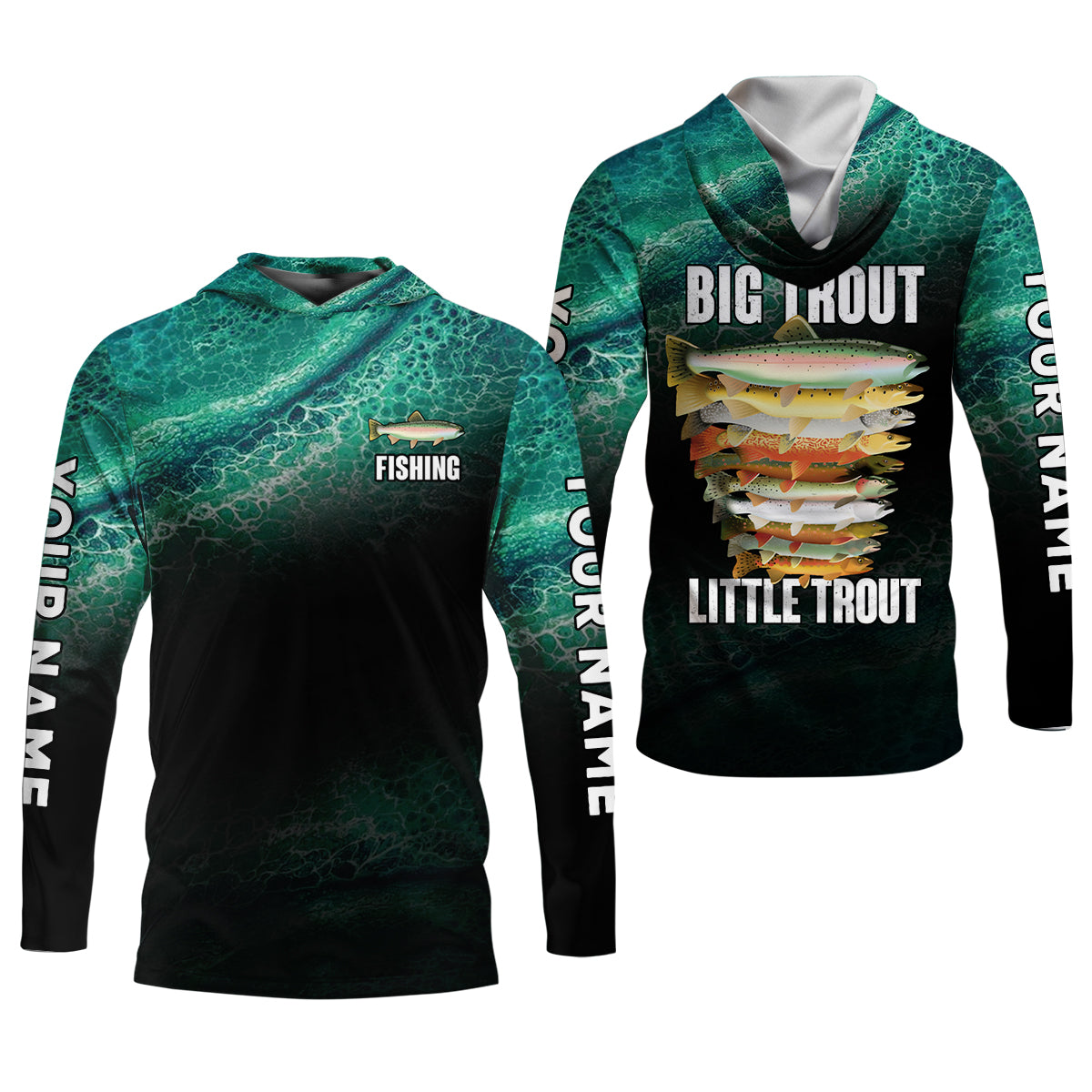 Big Trout Little Trout Water Ripple Fishing UPF Shirts, Funny Fishing Shirt, Fishing Shirts For Men