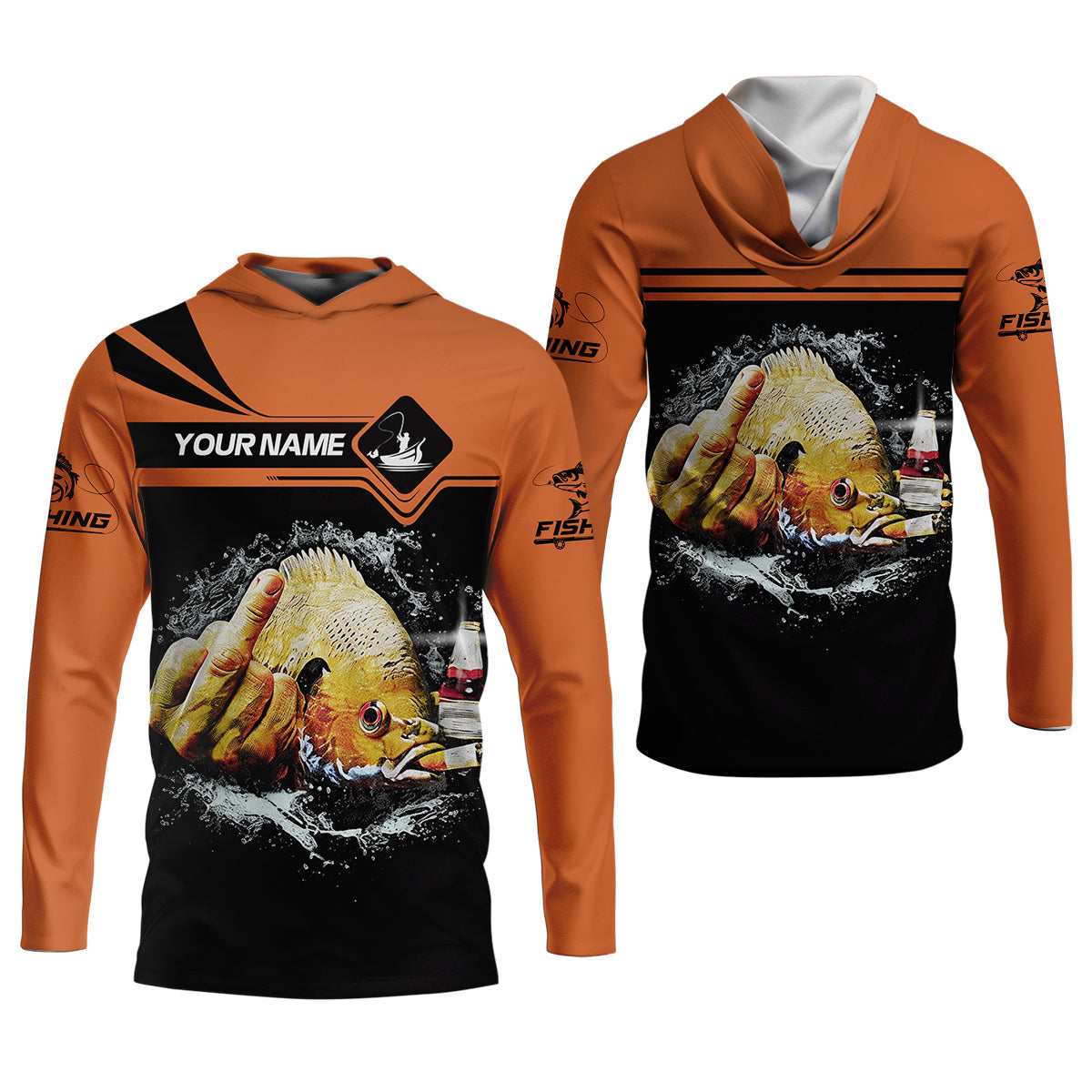 Funny Middle Finger, Personalized Fishing Shirt, Savage Angler Long Sleeve for Men, Fishing Shirts For Men