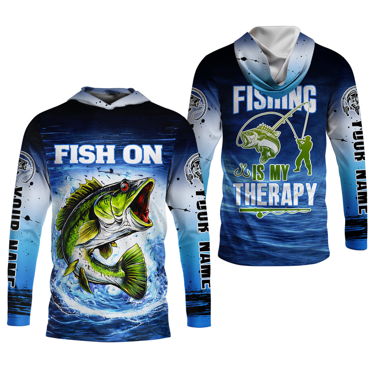 Fishing Is My Therapy Fishing UPF Shirt, Fish On, Personalized Fishing Shirt For Men, Mens Casual Shirts